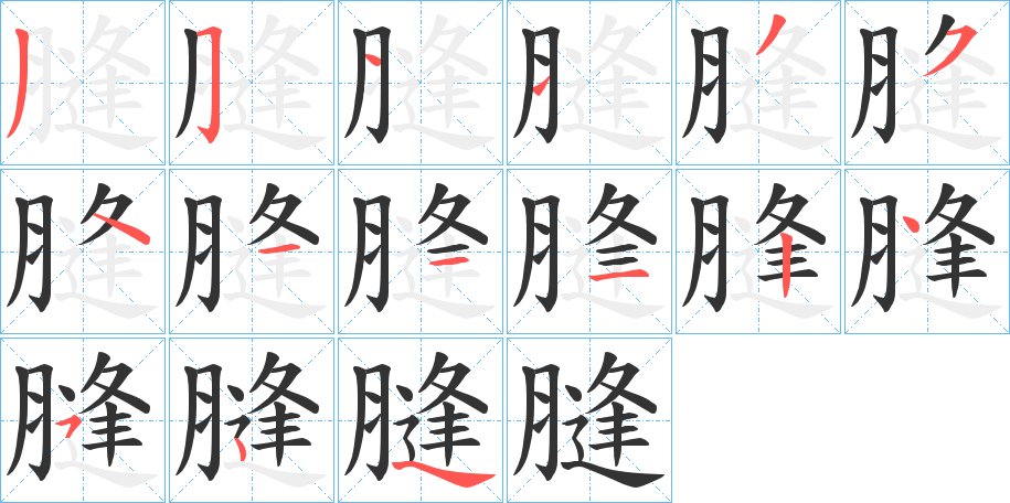 膖的笔顺分步演示