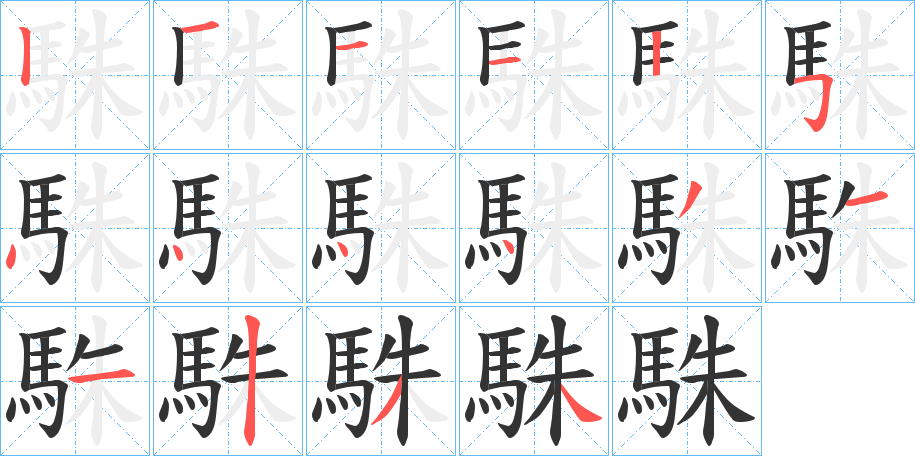 駯的笔顺分步演示