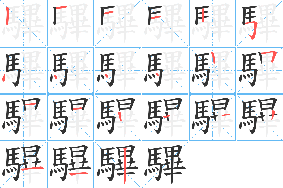 驆的笔顺分步演示